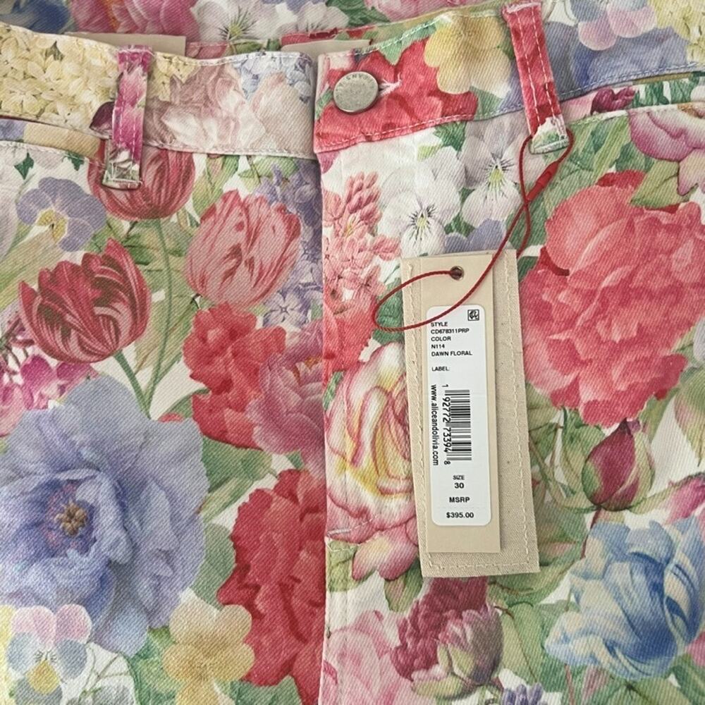 Alice + Olivia Jeans Women's Size 30 Dawn Floral Gorgeous Coin Pocket Crop NWT - Picture 5 of 11